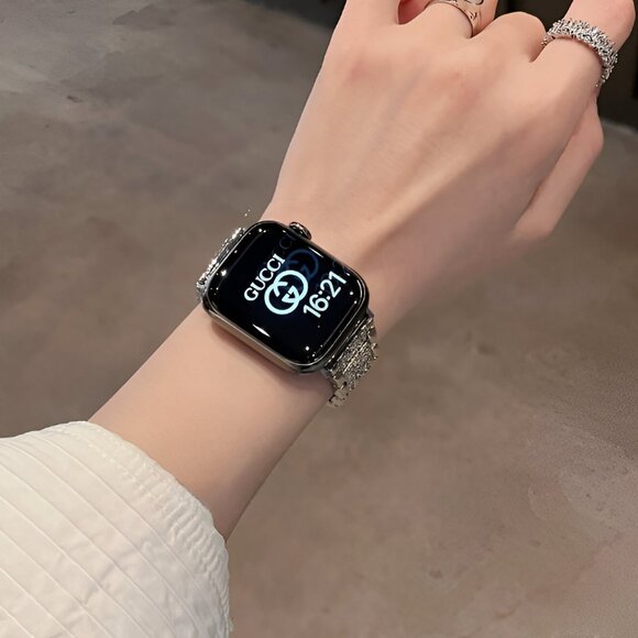 Apple Watch Band Adjustable Luxury Stylish Strap Silver Stainless Chain - Silve - Picture 3 of 7